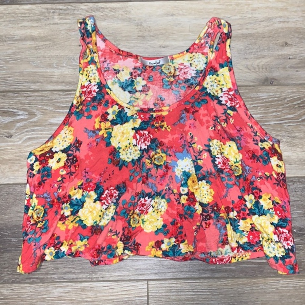 Papaya Floral Pink Crop Tank Top